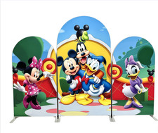 Mickey Mouse Clubhouse Arch Backdrop Cover Happy Birthday Party Background Photo