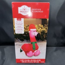 Holiday Time Festive Flamingo LED Inflatable Indoor/Outdoor Airblown 3.5 Ft NEW