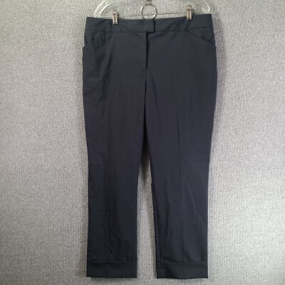 Chicos Cuffed Dress Pants Womens Charcoal Gray Flat Front Pinstripe  Beltless - Main Image