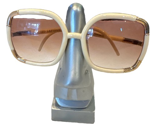 VINTAGE TED LAPIDUS SUNGLASSES, OVERSIZED STRIKING WHITE/GOLD FRAME, with Case - Picture 12 of 16