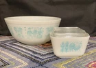 Pyrex Amish Butterprint Turquoise 403 2.5 Qt Bowl, 501 Small Refrigerator Dish