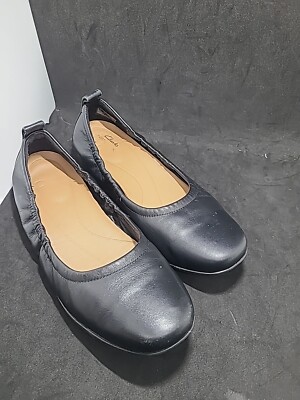 Womens Clarks Artisan Black Unstructured Ballet Flat Shoes Size M  Comfortable