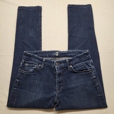 7 For All Mankind Kimmie Straight Jeans Womens 28 Blue Denim 27/27 Altered USA