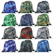 24 Pcs Camo Drawstring Backpack for Waterproof Camouflage Drawstring Bag Ligh...