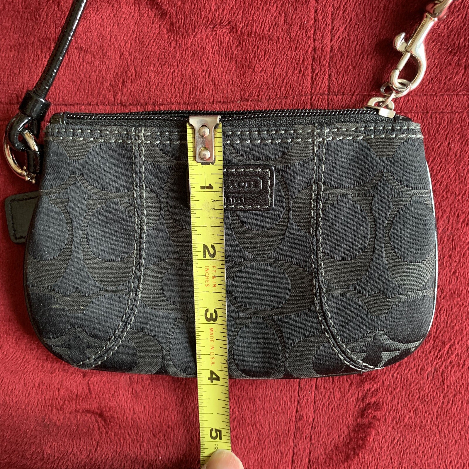 Coach Black Signature Canvas Wristlet Gem