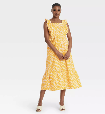 Who What Wear Women's Ruffle Sleeveless Dress Yellow Polka Dots New | eBay