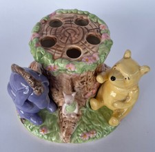 Disney Winnie the Pooh Bear Eeyore Piglet Toothbrush Holder Hand Painted Ceramic