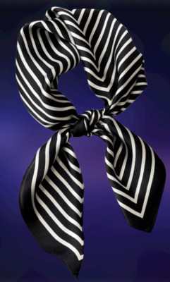 100% Silk 26" square Scarf Women neckerchief Wrap striped black WS169 ...