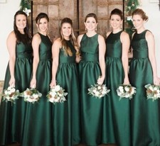 Women Long Taffeta Maxi Dress Elegant Bridesmaid Bridal Wedding Formal parties