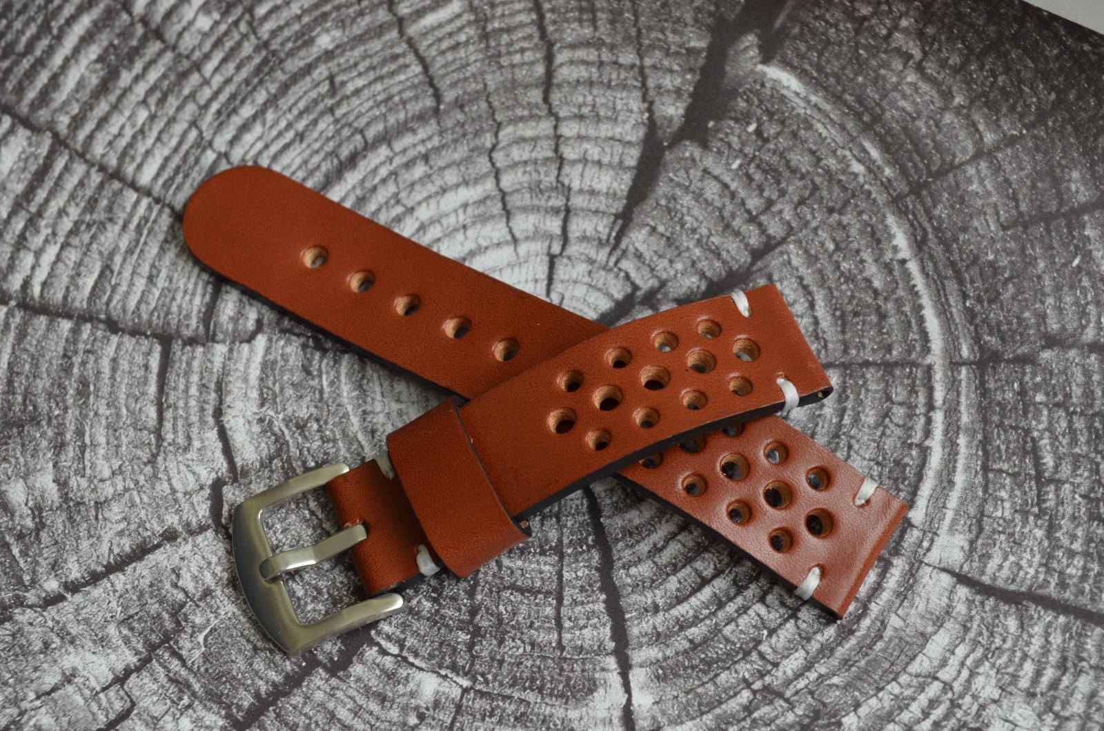 Brown leather watch Rally strap 19mm, 20mm, 21mm, 22mm, 23mm, 24mm ...