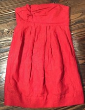 Vera Wang Lavender Label Orange Linen Strapless Knee Length Shift Dress Size 4