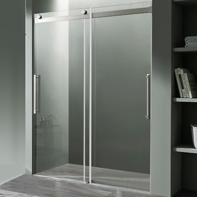 48 x 76 ANZZI Stellar SD-FRLS05901BN Frameless Sliding Shower Door Brushed