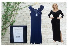Rrp £300 : GINA BACCONI : BNWT : Blue Velvet Evening Dress : U.K. 20