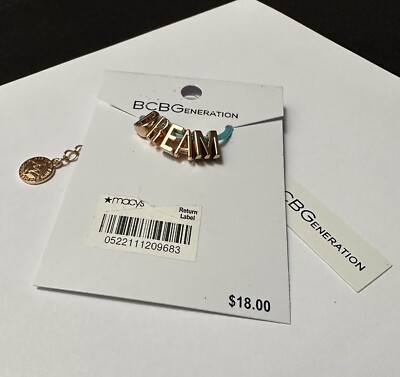 BCBGeneration DREAM Letter Charms Rose Gold Tone Blue Necklace NWT $18