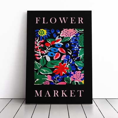Black Collection Flower Market No.2 Exhibition Canvas Wall Art Print Framed