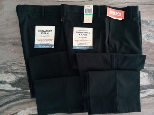Mens Dockers Khaki Pants Straight/Individual Fit Waistband Blk Gry Crm Khaki Brn - Picture 36 of 63