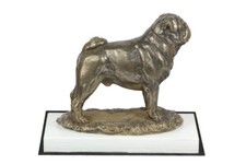 Pug - Figure with a dog on white wooden base