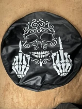 Skeleton Vinyl Spare Tire Cover Approx 26" Diameter Black/White