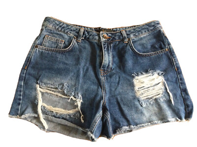 ROCHELLE HUMES Designer Distressed Denim Short U.K. 12 30  Waist