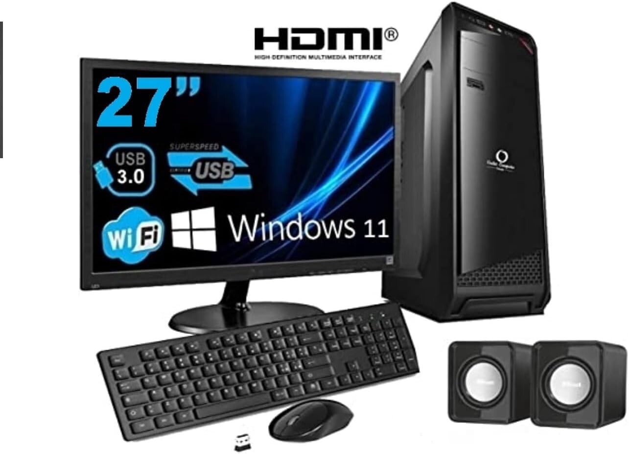 PC DESKTOP COMPUTER i5 ASSEMBLATO RAM 16 GB SSD 480 GB MONITOR 27 WIFI WINDOWS11