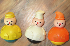 Vintage Fisher Price 3 Roly Poly Men for Bath Tub Toy 1970 Good Cond