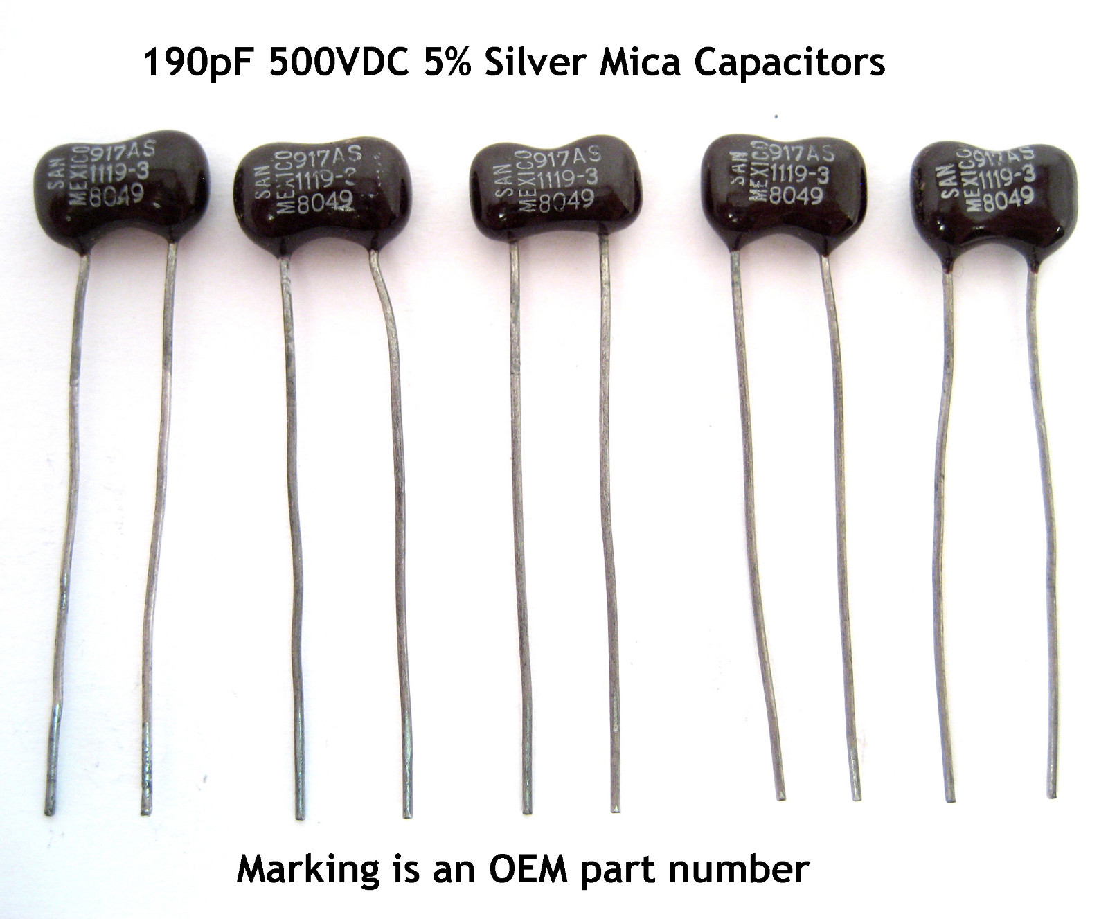 190pF 500V Silver Mica Capacitors Radios, Amps, Transmitters, QRP, Etc