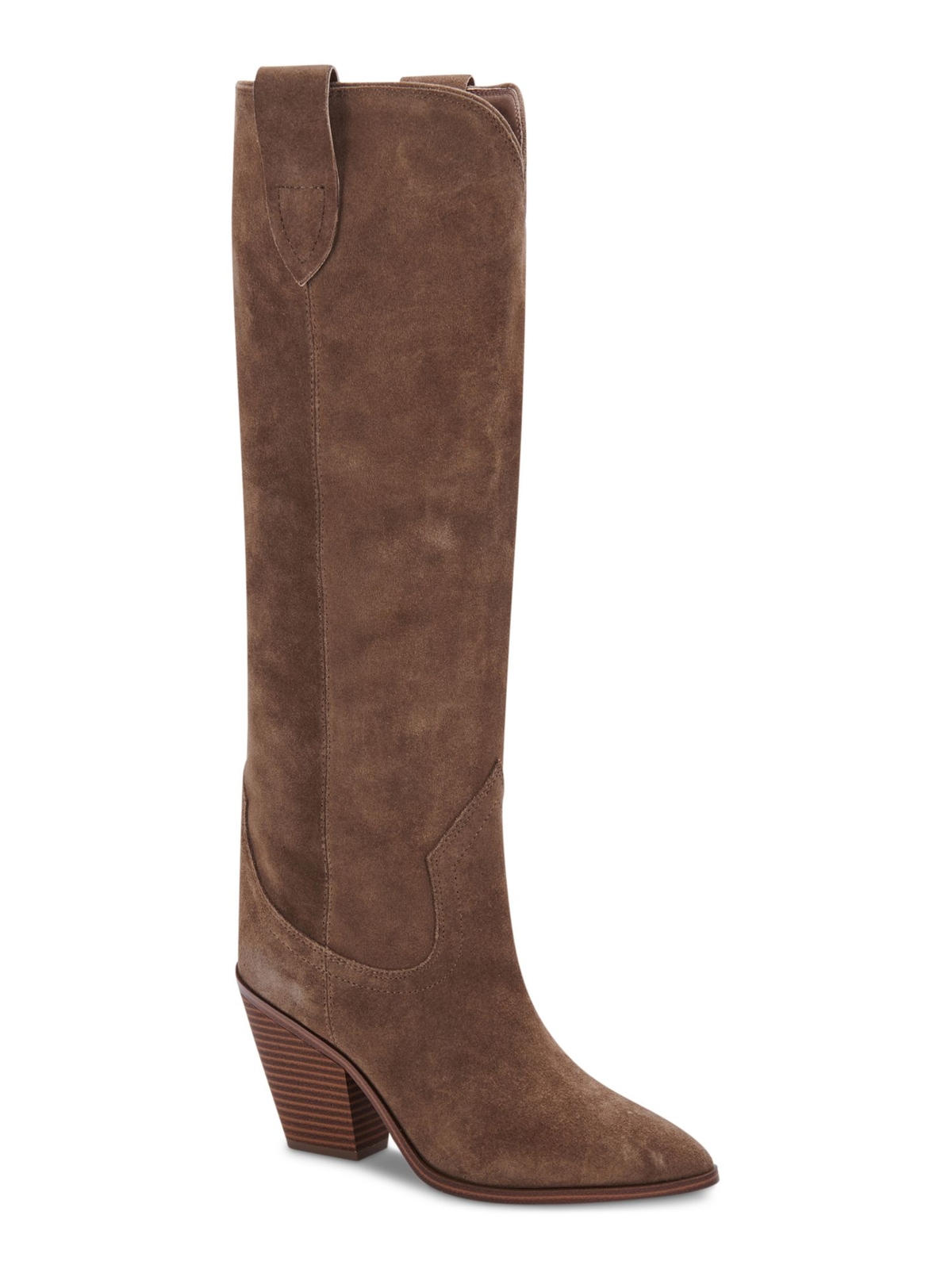 AQUA COLLEGE Womens Brown Winnie Toe Stacked Heel Leather Boots 6.5 M