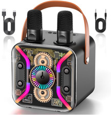 Karaoke Machine w/2 Wireless Microphones/PA System Bluetooth Speaker NIB