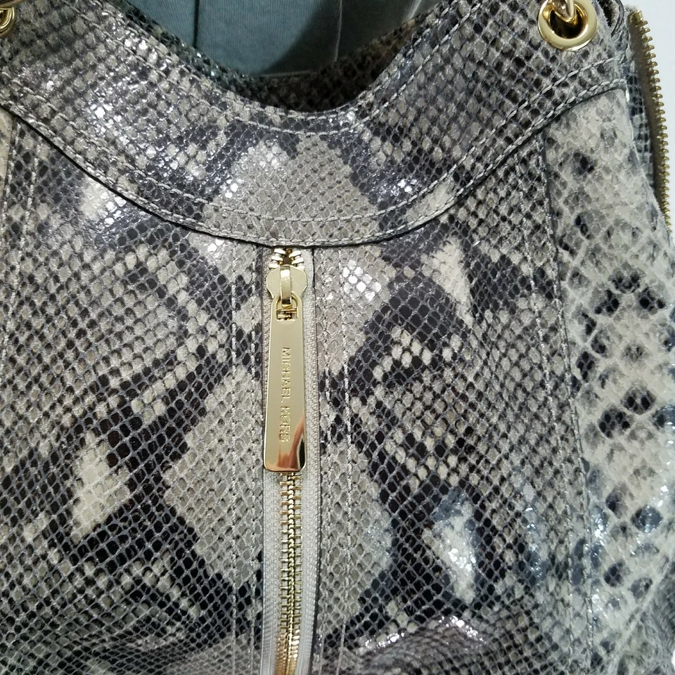 MICHAEL KORS Python Snake Print Satchel Shoulder Bag Handbag Zippers $395+ VEUC* - Image 4 of 4