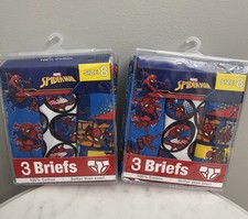 Marvel Boy's Size 8 Spiderman Cotton Briefs Lot Of 2 Pkgs Total 6 Briefs New