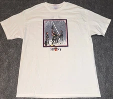Vintage FDNY Shirt Tee Mens XL White 9/11 Firefighters Flag Graphic Made USA 00s