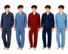 Mens 2 Piece Pyjama Set Long Sleeve Button Up Top & Pants Sleepwear Nightwear
