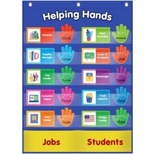 Helping Hands Pocket Chart Classroom Jobs Management Blue 29x20.5 Inch