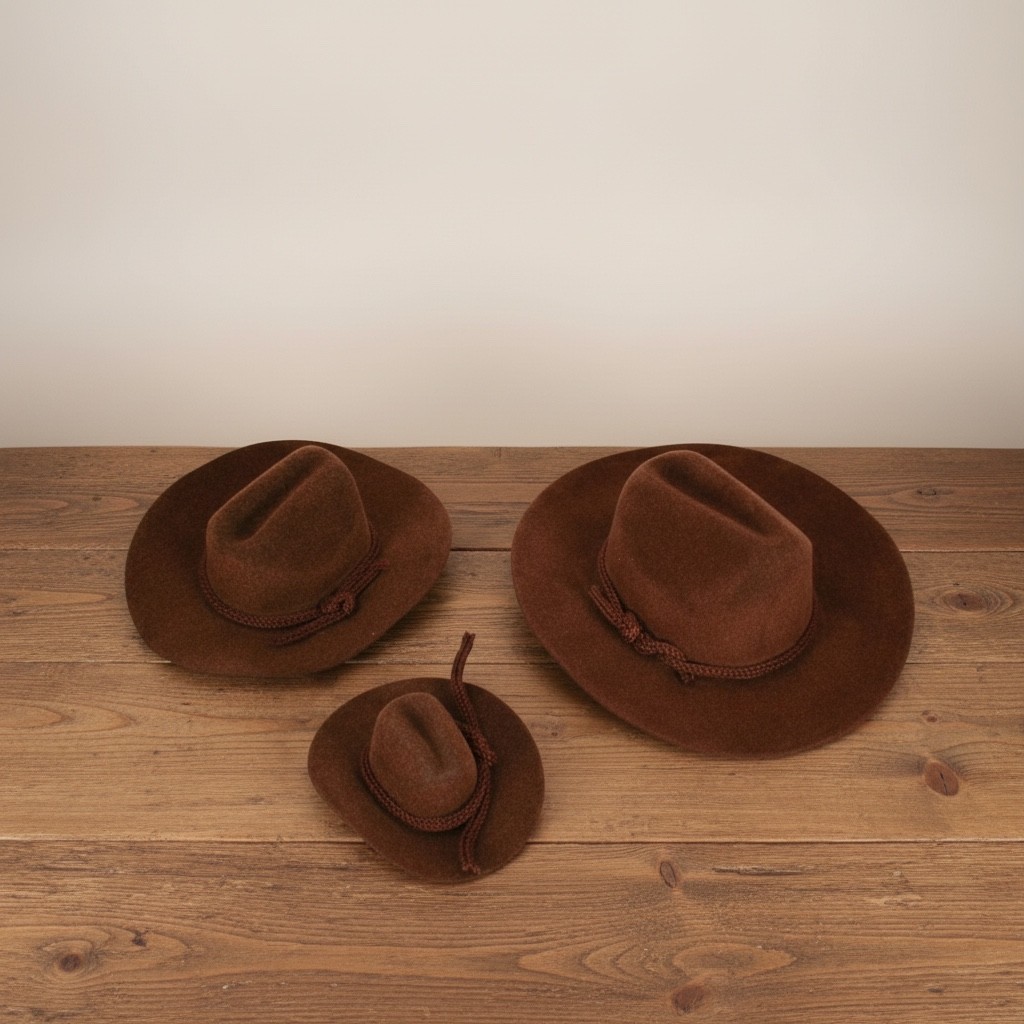 MINI BROWN Felt COWBOY HAT Western Wedding Party Favor Choose Size & Pack Amount