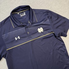 Notre Dame Fighting Irish Polo Shirt Mens Large Navy Blue Under Armour Golf