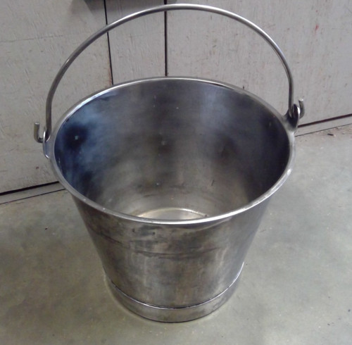 Vintage Stainless Steel Milking 5 Gallon Bucket Pail Dairy Planter With Handle