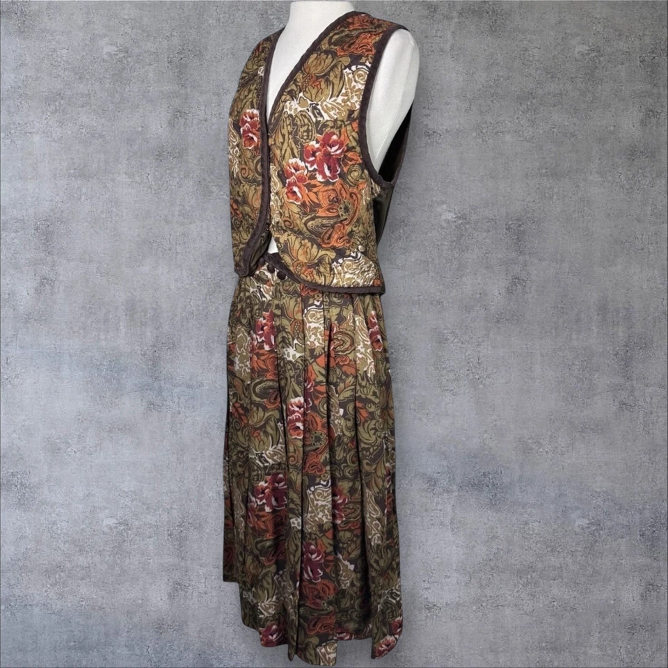 Винтажный 70-х стеганый жилет и широкие брюки комплект размер 12 богемное гранж фестиваль Artsy - Изображение 4 из 4