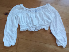 Bnwot Stradivarius White Cropped Gypsy Top Size L