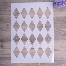 DIY Decorative Harlequin Stencil Template for Painting on A4 Size, Diamond