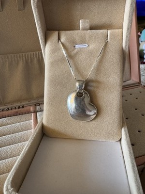 925 Sterling Silber Puff Herz Anhänger Halskette groß Statement Box Kette Geschenk