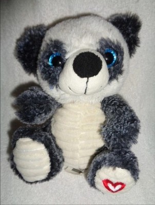 Panda Bear gray white 2017 KELLYTOY 7'' red heart ribbed corduroy plush stuffed