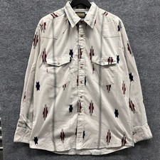 Vintage Panhandle Slim Western Pearl Snap Shirt Mens L Aztec Southwestern Cream