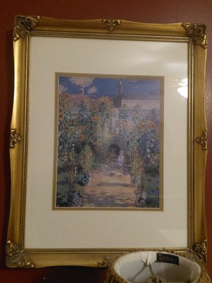 Claude Monet Garden & Child Impressionist Print, Matted & Framed Portrait