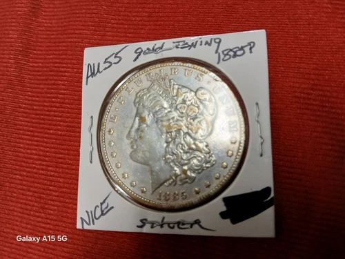 1885 P Morgan Silver Dollar AU COIN BEGINING TO TONE GOLD PERFECT COIN #26