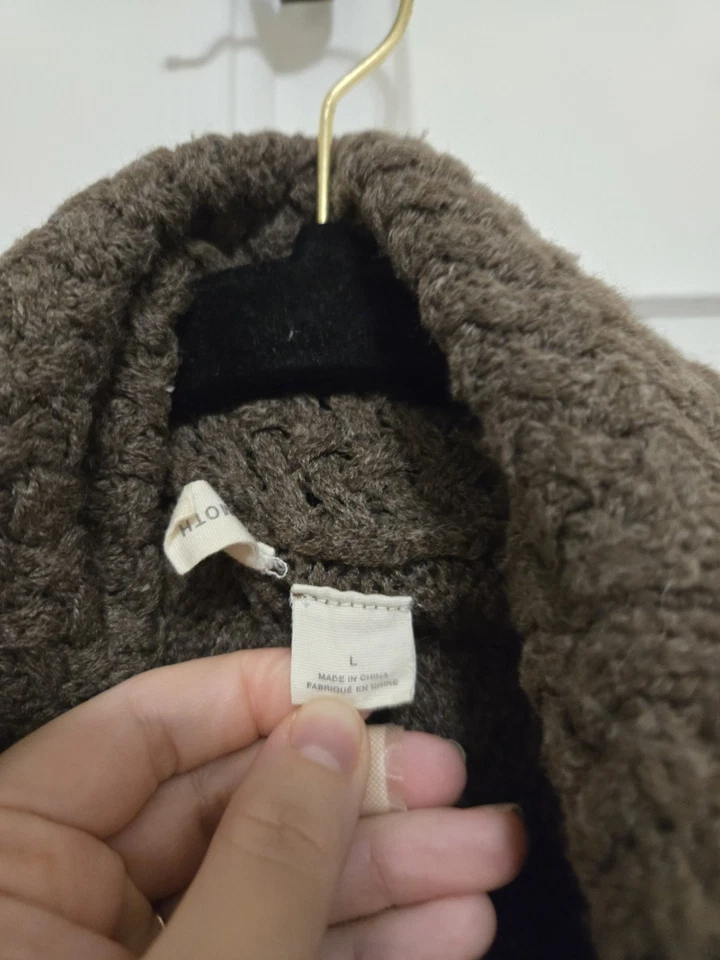 Poncho Anthropologie Polilla Cuello Capucha Marrón Talla Grande Foto 4 de 4