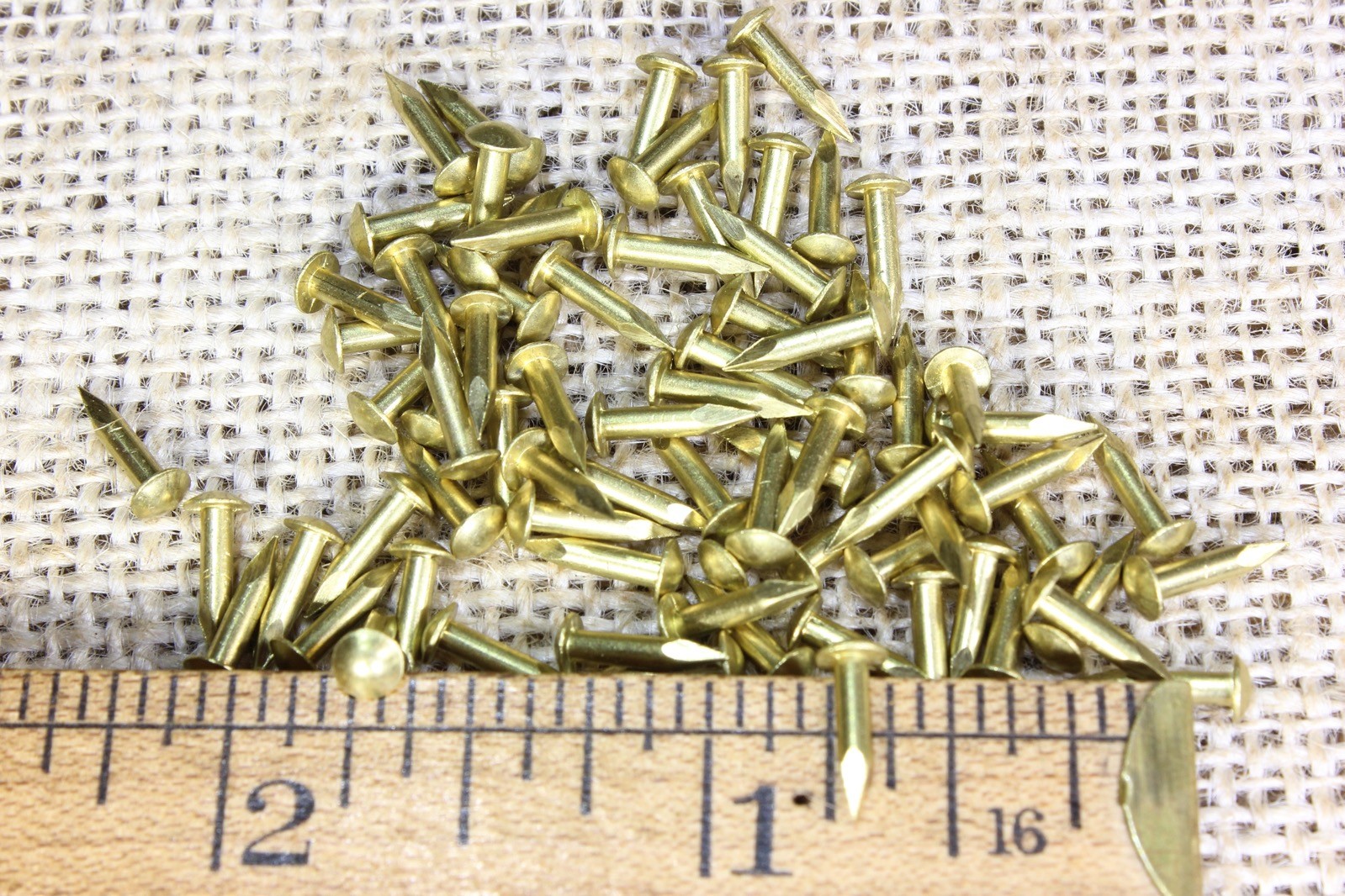 3/8” Solid Brass BRADS Escutcheon pins 50 NAILS large head #15 gauge USA made