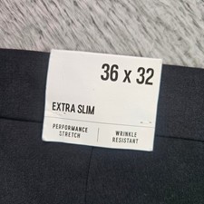 Express Extra Slim Performance Stretch Wool Blend Dress Pants Black 36x32 NEW