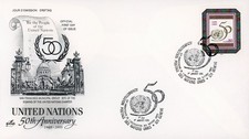 United Nations Geneva 262 FDC UN 50th Anniversary ArtCraft
