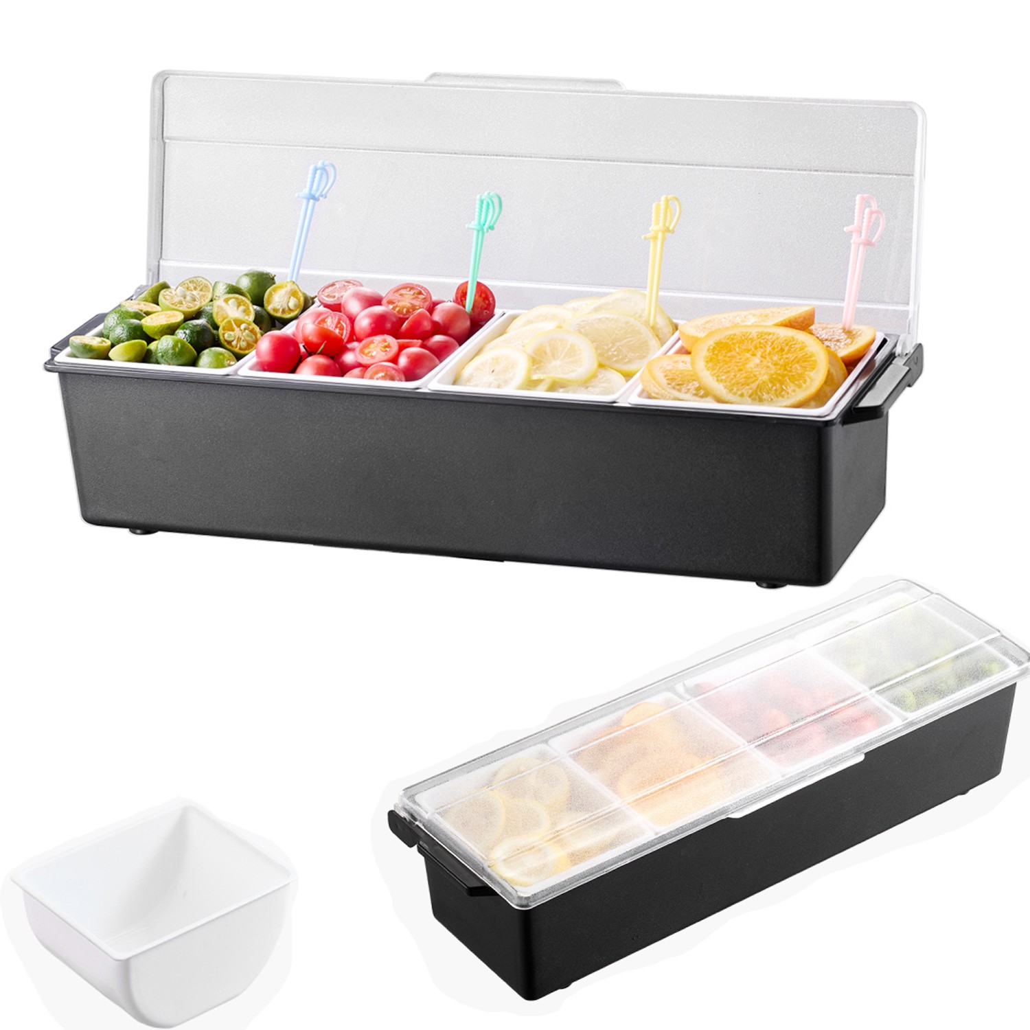 Ice Cooled Condiment Serving Container Garnish Serving Tray for Camping Fruit