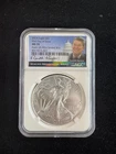 2024 P Silver Eagle $1 FDOI MS70 (Rare) Anna Cabral SIGNED REAGAN LOW POP NO RES